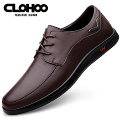 CLOHOO Men's Breathable Leather Lightweight Loafer Shoes