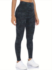 Camouflage Pattern Yoga Pants With Pocket High Stretch Leggings