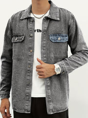 Men's Casual Denim Jacket Button Up Street Style