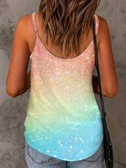 Gradient Print Cami Top V Neck Sleeveless Summer Top