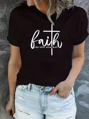 Faith Letter & Cross Graphic Sports T-shirt Women's Activewear