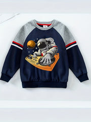 Kid's Cartoon Pattern Sweatshirt Raglan Pullover Crew Neck Long Sleeve Top