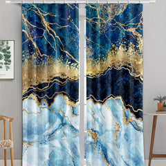 2pcs Marble Print Polyester Curtain for Home Decor Bedroom Office Kitchen