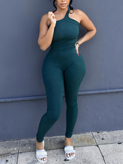 Ribbed One Shoulder Jumpsuit Women's Activewear