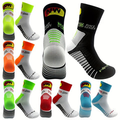 Mid Calf Athletic Socks Cycling Running Sweat Absorbing Breathable Sports