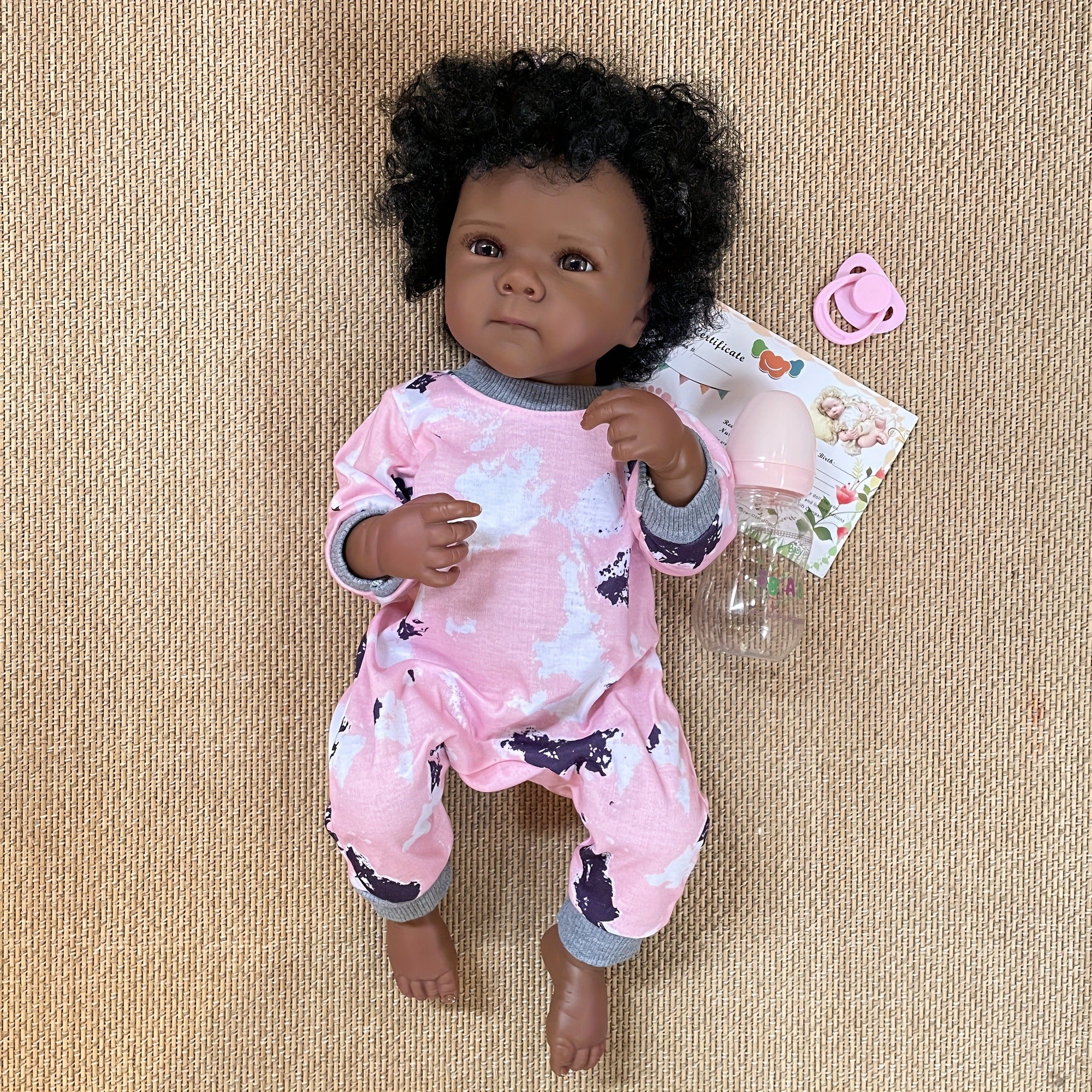 Realistic Dark Skin Bettie Reborn Doll, Rooted Hair, Soft Vinyl, Play & Display