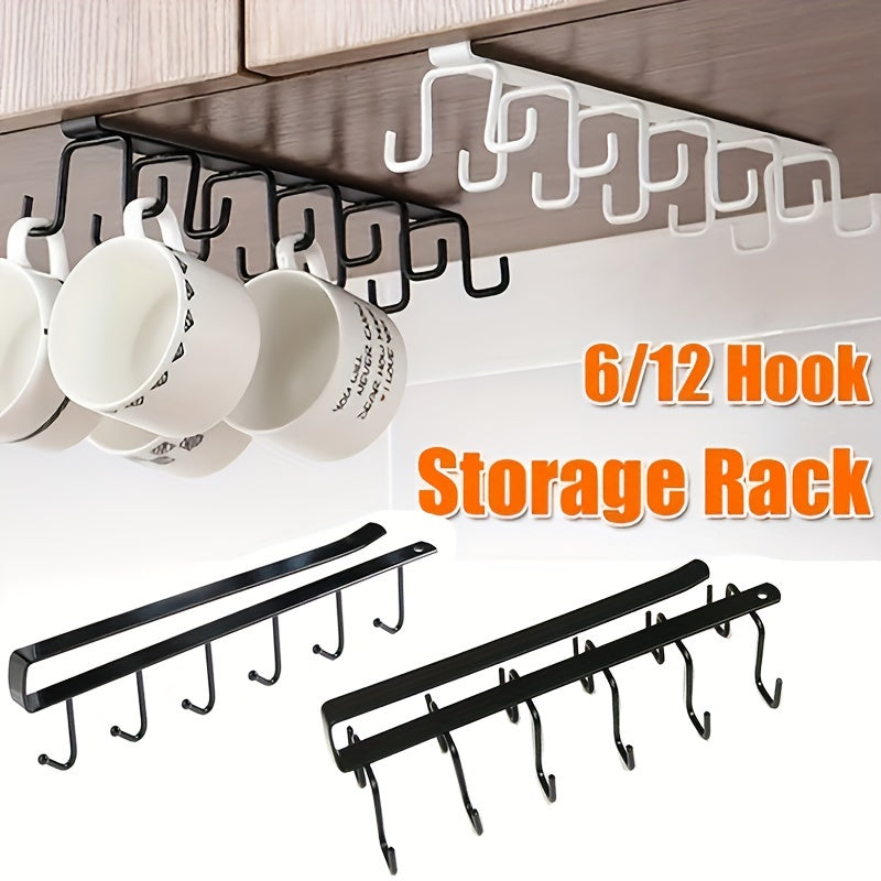 Cabinet Mug Hook 6 hooks 12 hooks Hanging Cup Holder Wardrobe Row Hook Organizer