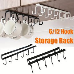 Cabinet Mug Hook 6 hooks 12 hooks Hanging Cup Holder Wardrobe Row Hook Organizer