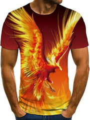 Men's Phoenix 3D Print T Shirt Casual Short Sleeve Tee