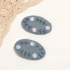 2pcs Flower Hair Clips Embroidery Metal Clips For Baby Girls