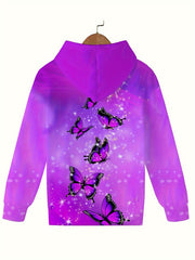 Sweet Butterflies Pattern Hooded Sweatshirt Long Sleeve Pullover Kids