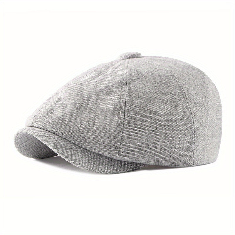 Men's Retro Beret Painter Hat Octagonal Newsboy Hat Cotton Linen Sun Hat