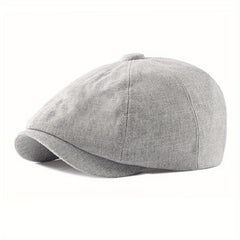 Men's Retro Beret Painter Hat Octagonal Newsboy Hat Cotton Linen Sun Hat
