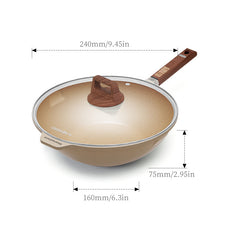 Maifan Stone Aluminum Non Stick Wok With Lid No Fume Household Gift