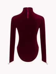 Gothic Cross Decor Mock Neck Bodysuit Long Sleeve One Piece Bodysuit