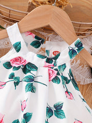 Toddler Girls Floral Halter Top & Shorts Set Summer Clothes