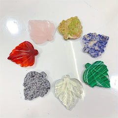 Crystal Leaf 1.97inch Plant Handicraft Healing Stones Mix Colorful Carvings
