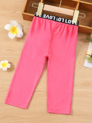 Toddler Girls Letter Waistband Elastic Casual Pants Trousers for Spring and Fall