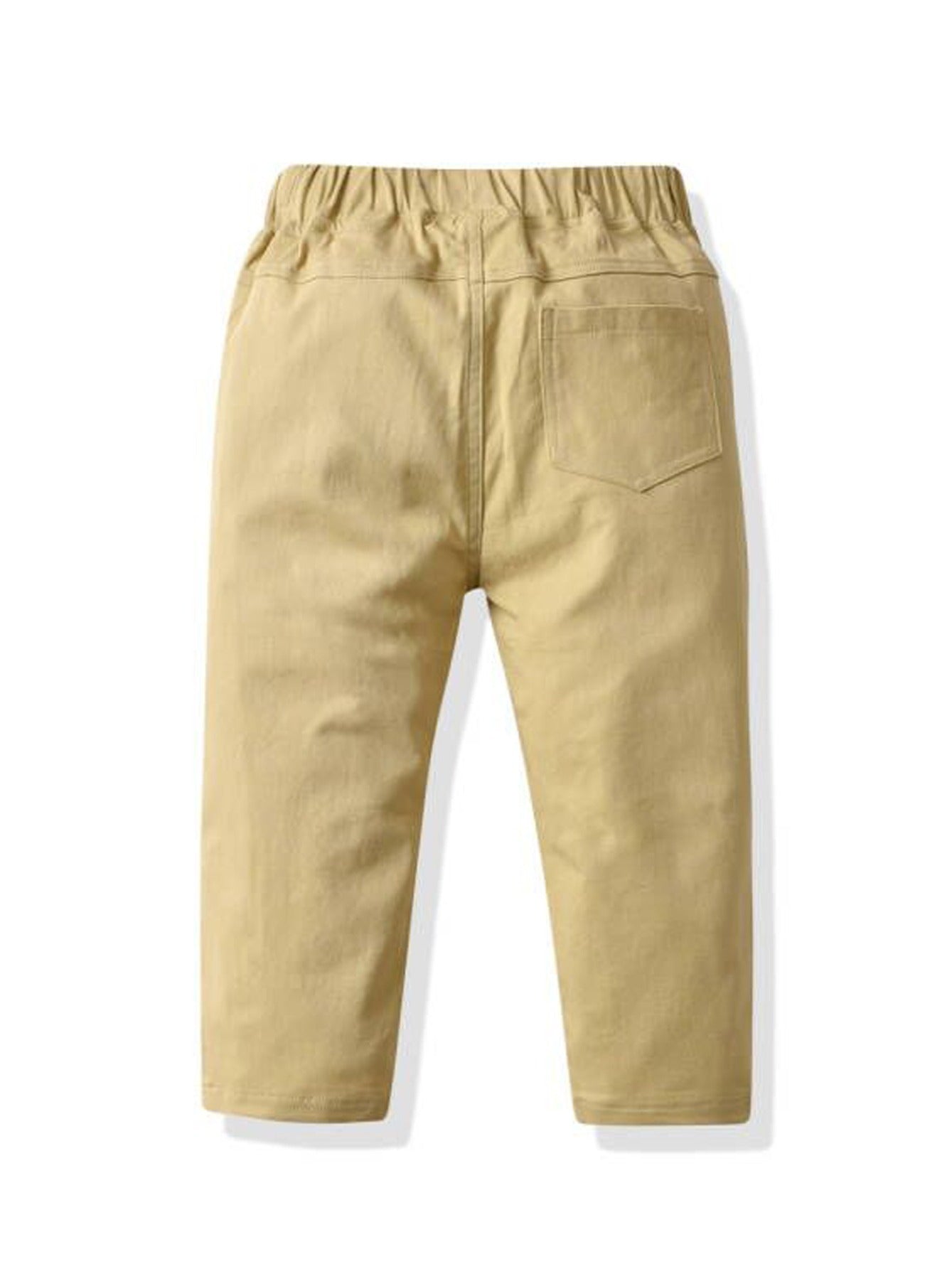 Kids Solid Elastic Waist Casual Pants