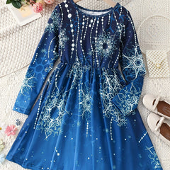 Kid Girls' Bead & Floral Print A Line Dress