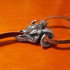 Titanium Steel Skull Bolo Tie Animal Horns Goat Gothic Cosplay Necktie