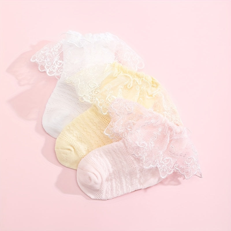 3 Pairs Baby Girls Lace Ruffled Socks Children's Socks