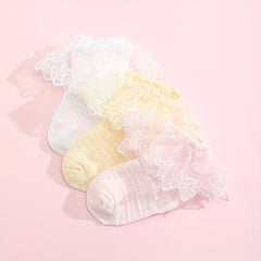3 Pairs Baby Girls Lace Ruffled Socks Children's Socks