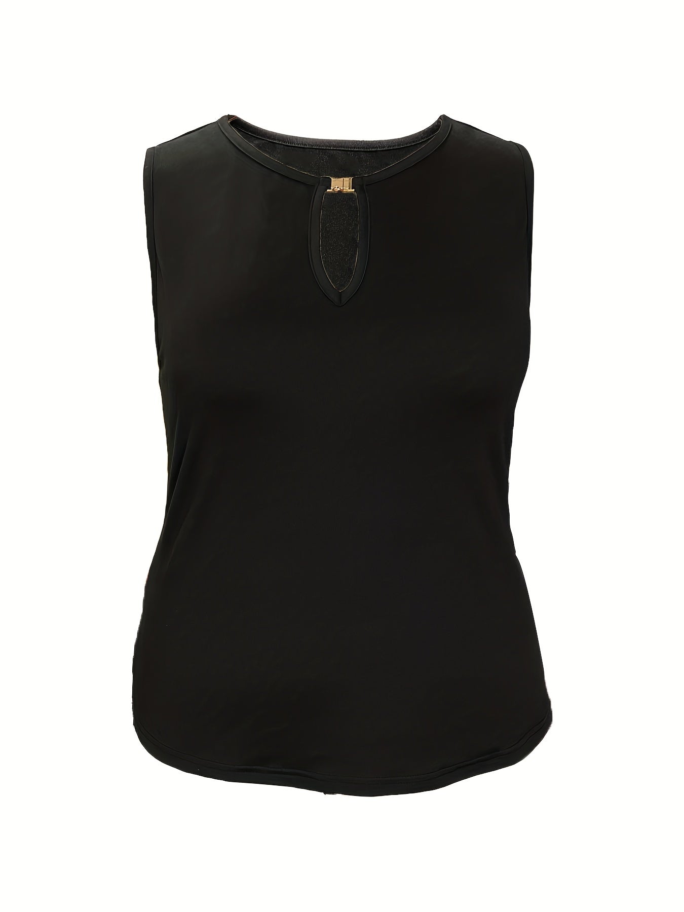 Solid V Neck Keyhole Front Tank Top