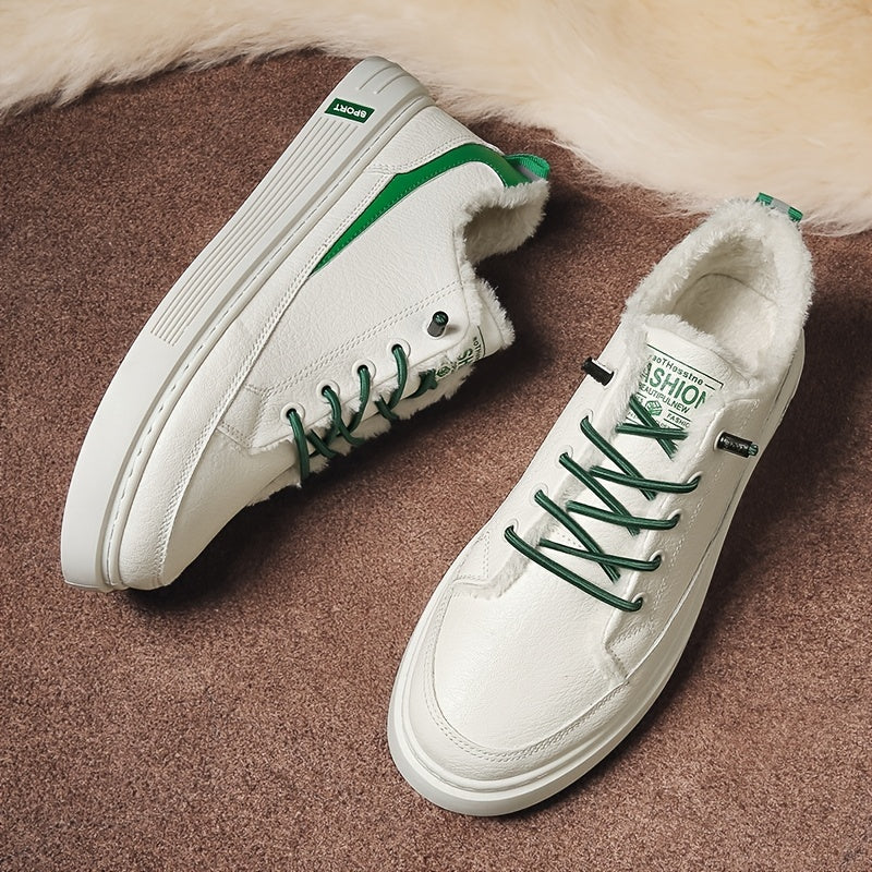 Men's Warm Fleece Skate Shoes Plush Casual Sneakers Winter