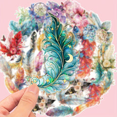 30pcs Golden Leaf Stickers Adhesive Vinyl Decals for DIY Crafts Journals Laptops