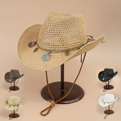 Boho Vintage Straw Sun Hat Cowboy Outdoor Travel Beach Hat