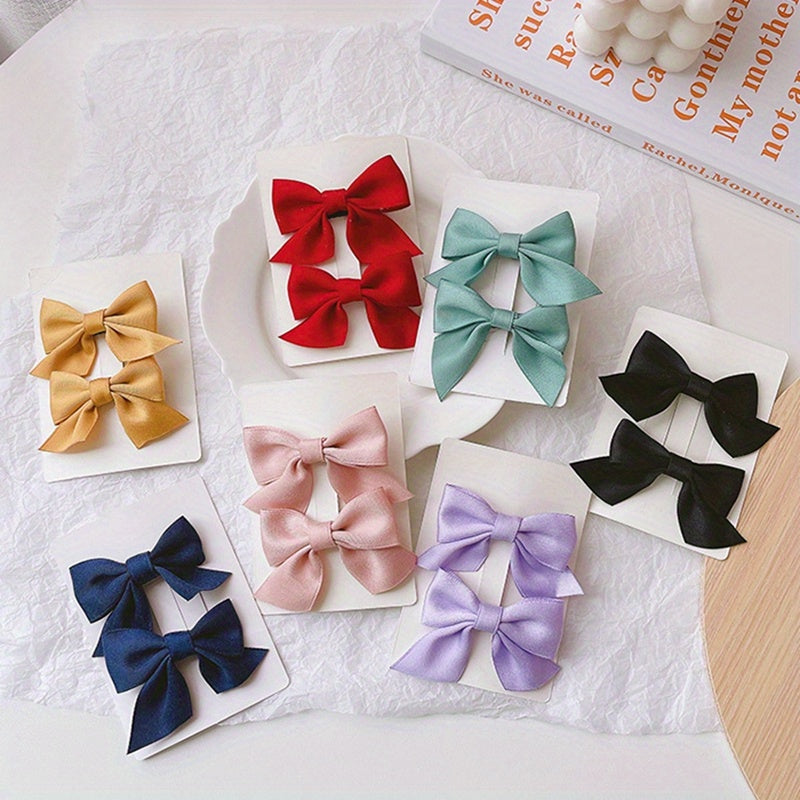 6 Pairs Solid Bow Decorative Hair Accessories for Girls