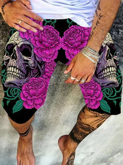 Men's Floral Skull Graphic Shorts Comfortable and Stylish Summer Wear