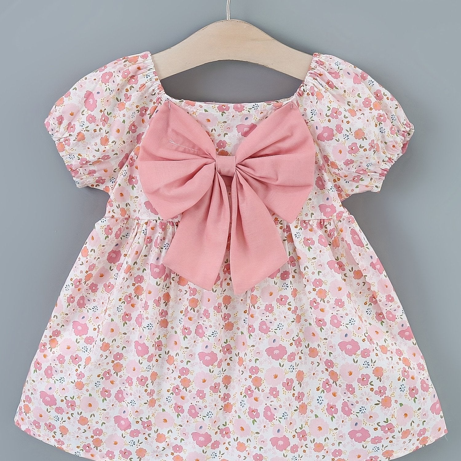 Sweet Bow Puffy Sleeve Dress Infant Toddler Princess Dress
