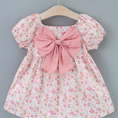 Sweet Bow Puffy Sleeve Dress Infant Toddler Princess Dress