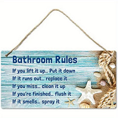 Beach Bathroom Decoration Sign Waterproof Bathroom Rules Shell Deco