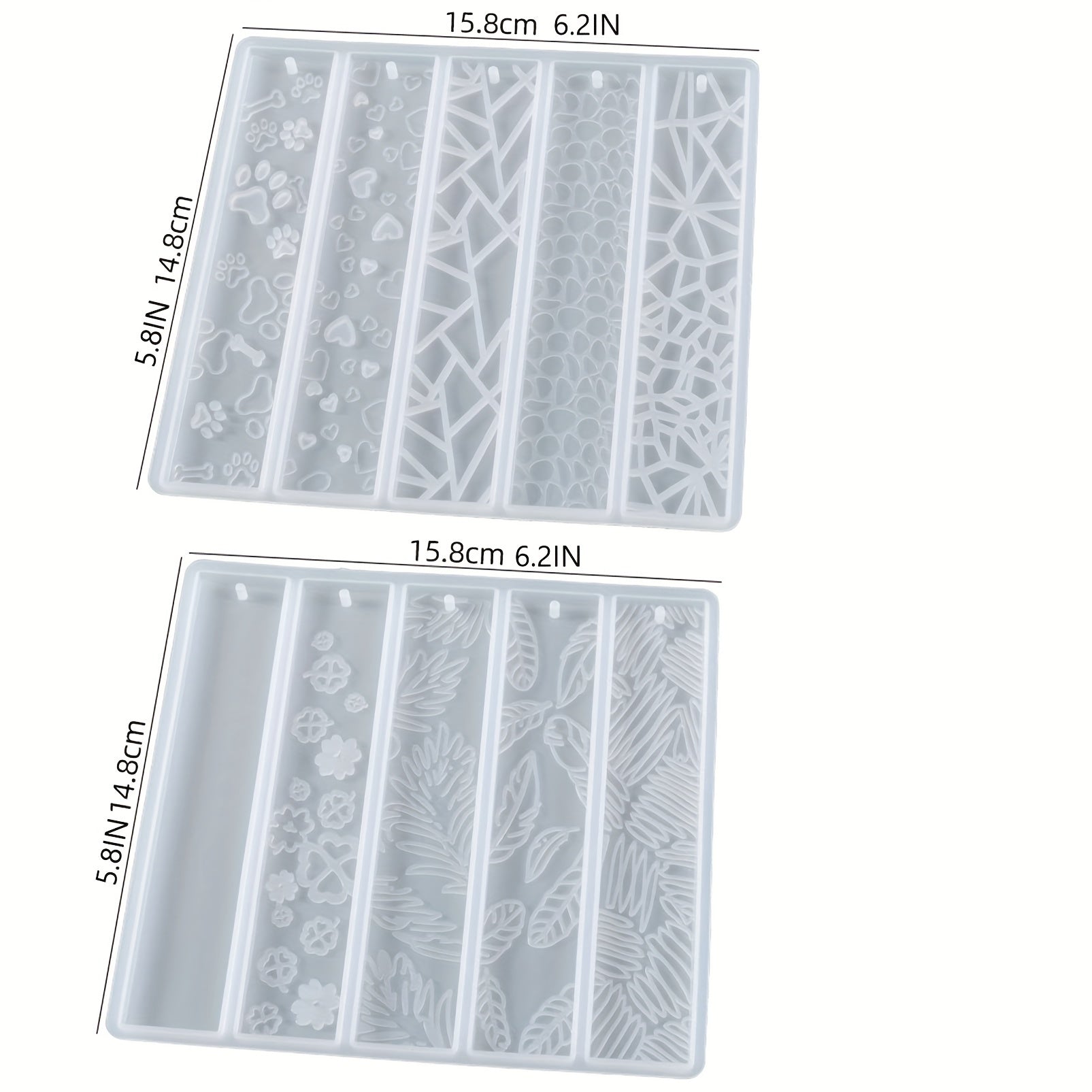 Silicone Resin Mold 2pcs Bookmark With Tassel Leaves Texture Flower