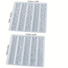 Silicone Resin Mold 2pcs Bookmark With Tassel Leaves Texture Flower