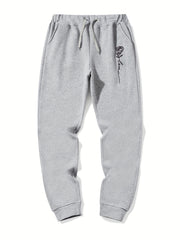 Rose Pattern Casual Graphic Drawstring Joggers Men's Sweatpants