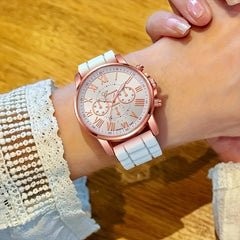 8pcs Silicone Strap Quartz Watch Set Unisex Multiple Colors Non Rechargeable