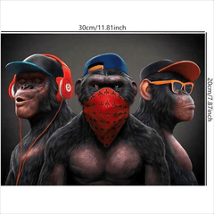 Funny Three Monkey HD Print Wall Art Animal Pictures Posters Canvas Painting