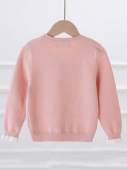 Girls Knitted Cardigan with Bow Knot and Pearl Button