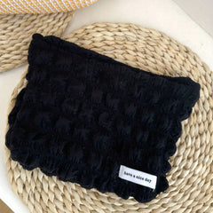 Waffle Makeup Organizer Pouch Ruched Cosmetic Bag Y2k Purse