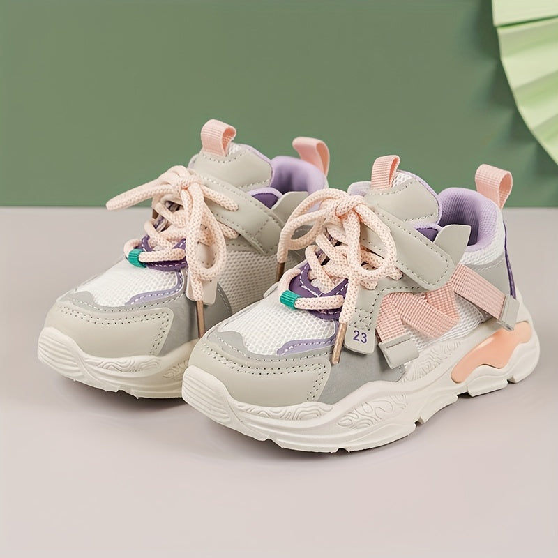 Girls' Mixed Low Top Lace Up Sneakers Lightweight Anti Slip Outdoor Shoes