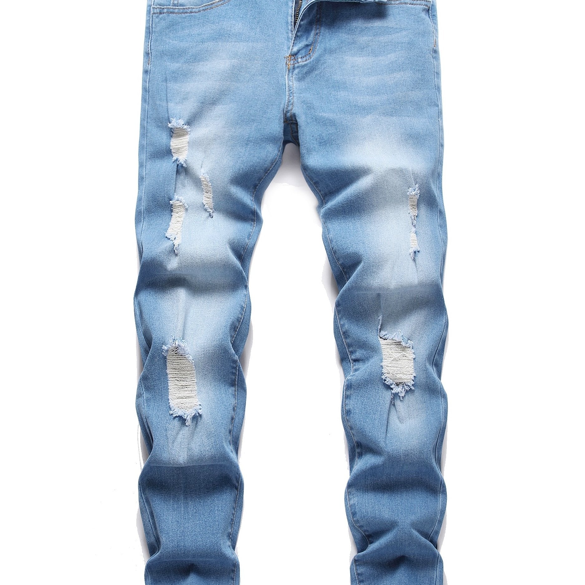 Slim Fit Cat Catch Jeans Casual Distressed Denim Pants