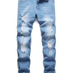 Slim Fit Cat Catch Jeans Casual Distressed Denim Pants
