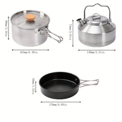 304 Stainless Steel Kitchenware Set with Teapot & Non-Stick Frying Pan