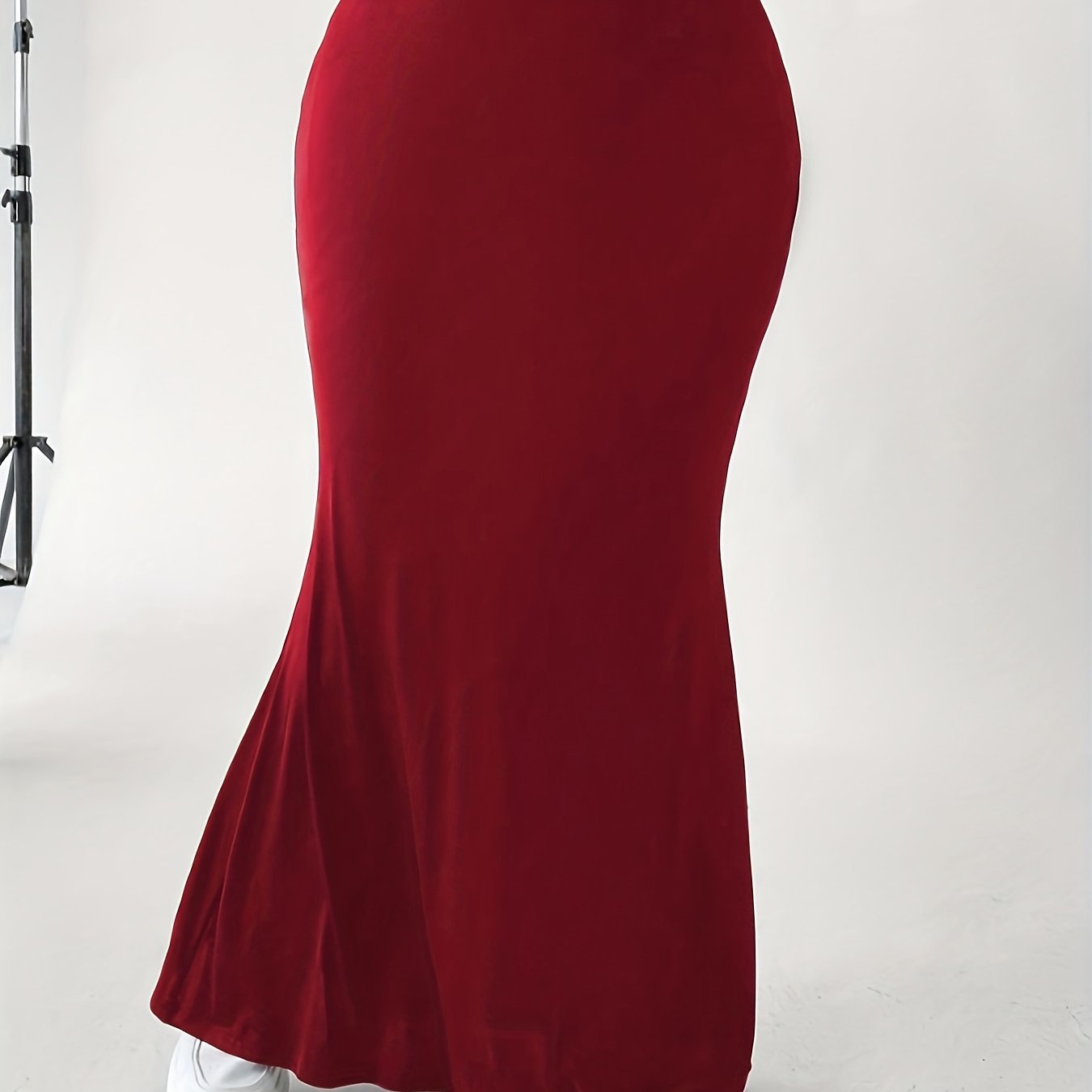 Solid Mermaid Maxi Skirt Elastic High Rise Stretch