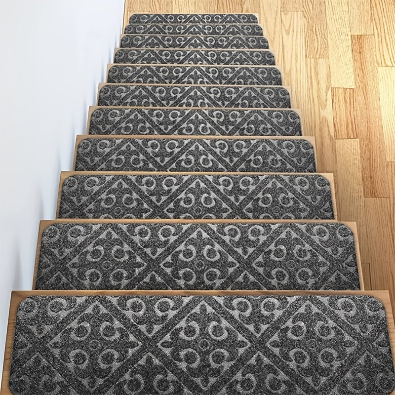 6pcs Non-slip Stair Mats Self-adhesive Washable Step Mats