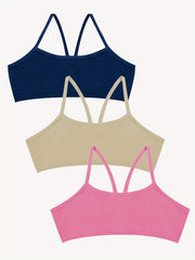 3pcs Girl's Cross Straps Bralette Multiple Colors